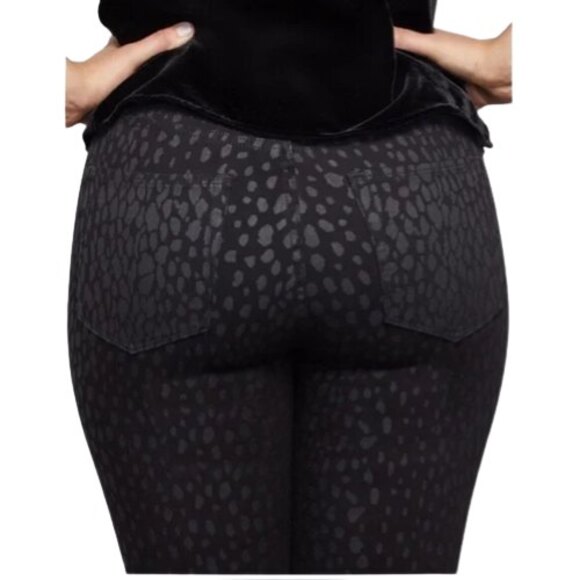 Good American Good Legs Crop Leopard Jeans Womens 24 Black Printed High Rise NWT - Picture 10 of 12